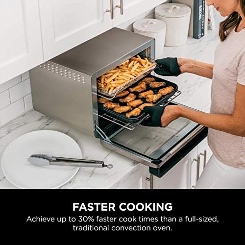 NINJA DT201 Foodi 10 in 1 XL Pro Air Fry Digital Countertop Convection Toaster Oven with Dehydrate and Reheat  1800 Watts  Stainless Steel Finish  Renewed 