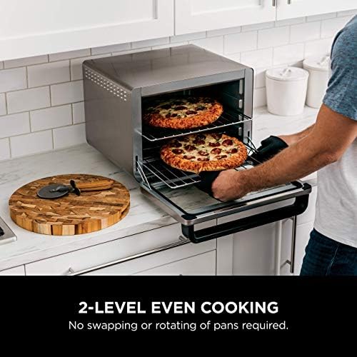 NINJA DT201 Foodi 10 in 1 XL Pro Air Fry Digital Countertop Convection Toaster Oven with Dehydrate and Reheat  1800 Watts  Stainless Steel Finish  Renewed 