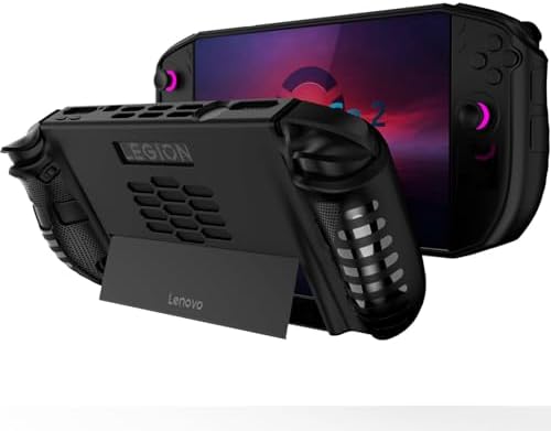 NINKI Silicone Skin for Lenovo Legion GO 2 Case with Stand Shockproof Anti Scratch Non Slip Protective Bumper Soft TPU Protector Cover Grip for Lenovo Legion GO 2 2025 Case Accessories Kickstand Black