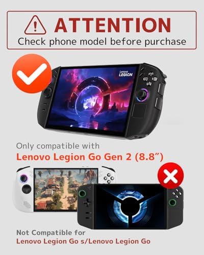 NINKI Silicone Skin for Lenovo Legion GO 2 Case with Stand Shockproof Anti Scratch Non Slip Protective Bumper Soft TPU Protector Cover Grip for Lenovo Legion GO 2 2025 Case Accessories Kickstand Black