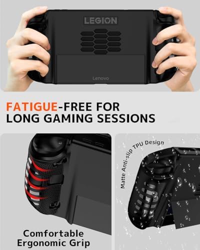 NINKI Silicone Skin for Lenovo Legion GO 2 Case with Stand Shockproof Anti Scratch Non Slip Protective Bumper Soft TPU Protector Cover Grip for Lenovo Legion GO 2 2025 Case Accessories Kickstand Black