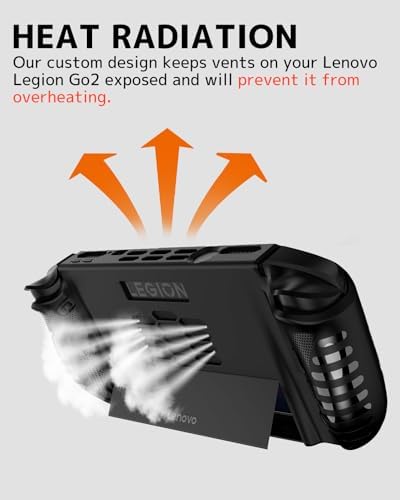 NINKI Silicone Skin for Lenovo Legion GO 2 Case with Stand Shockproof Anti Scratch Non Slip Protective Bumper Soft TPU Protector Cover Grip for Lenovo Legion GO 2 2025 Case Accessories Kickstand Black
