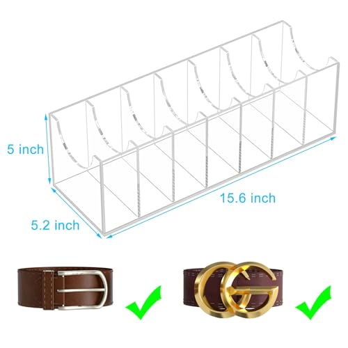 NIUBEE Organizador de cinturón, soporte de almacenamiento de cinturón acrílico para el armario, vitrina de 7 compartimentos para corbata y pajarita