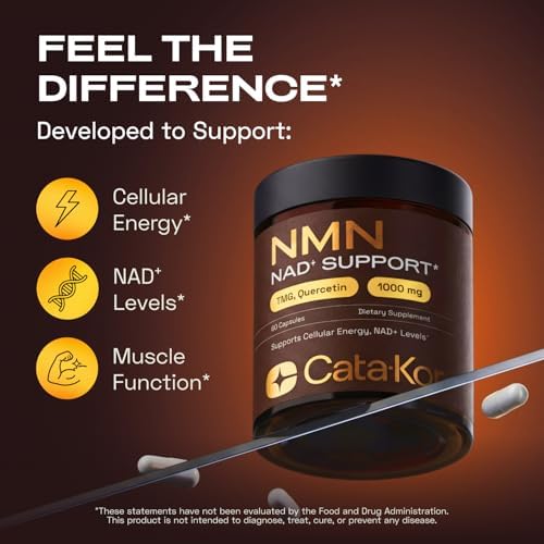 NMN Supplement 1000mg   4 in 1 NAD Supplement with Quercetin   TMG   Resveratrol   NMNH Alternative   Supports Cellular Energy & NAD  Levels   60 Capsules   Third Party Tested  1 Pack