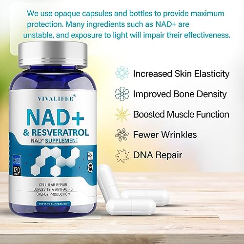 NMN Supplement Alternative 1500 mg   120 Capsules  40 Day Supply  High Purity NAD  & Resveratrol for Anti Aging  Antioxidant Support  Energy & Focus Boost