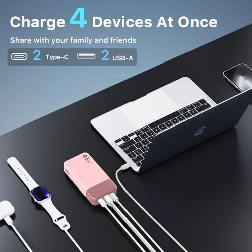 NOBIS Portable Charger  20000mAh Power Bank  45W Power Bank Fast Charging  Battery Pack with C to C Cable  Battery Bank with Digital Display for iPhone Android Laptop etc Black 