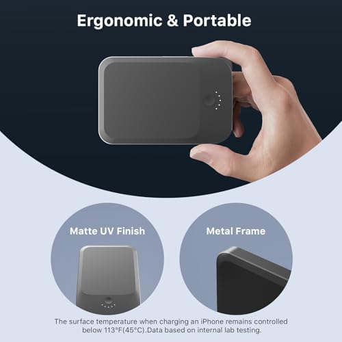NOBIS Slim Magnetic Power Bank 5000mAh with Built in Cable Wireless Portable Charger QC 3 0 22 5W PD Fast Charging USB C in/Out  for MagSafe Battery Pack for Phone 16 Android  Black 