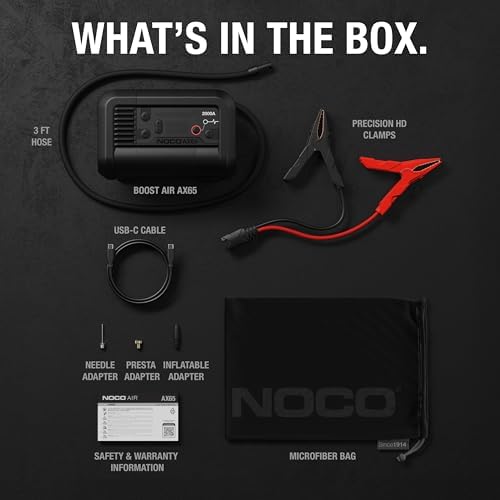 NOCO Boost Air AX65  2000A Jump Starter with Air Compressor Tire Inflator   Starts 8 0L Gas & 6 0L Diesel   67 SLPM Airflow Inflates 0 40 PSI in 2 Minutes