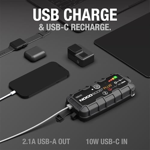 NOCO Boost GB40  1000A UltraSafe Jump Starter   12V Lithium Battery Booster Pack  Portable Jump Box  Power Bank & Jumper Cables   for 6 0L Gas and 3 0L Diesel Engines