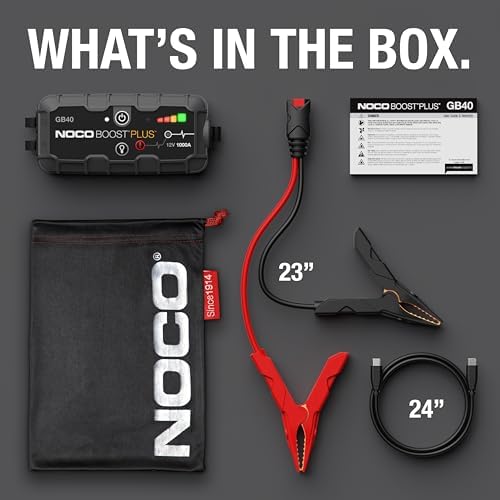 NOCO Boost GB40  1000A UltraSafe Jump Starter   12V Lithium Battery Booster Pack  Portable Jump Box  Power Bank & Jumper Cables   for 6 0L Gas and 3 0L Diesel Engines