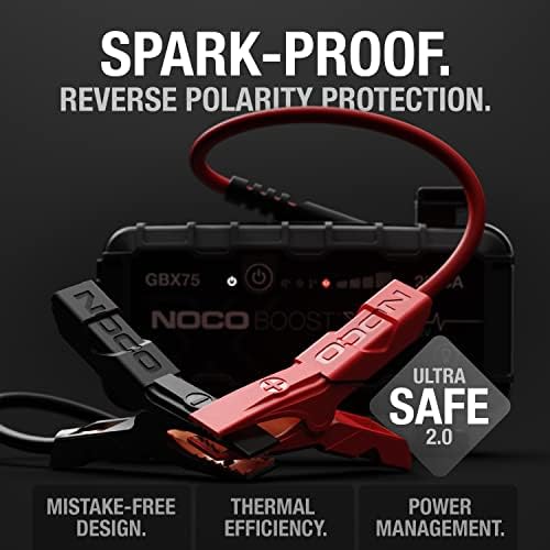 NOCO Boost X GBX75  2500A UltraSafe Jump Starter   12V Lithium Battery Booster Pack  Portable Jump Box  Power Bank & Jumper Cables   for 8 5L Gas and 6 5L Diesel Engines