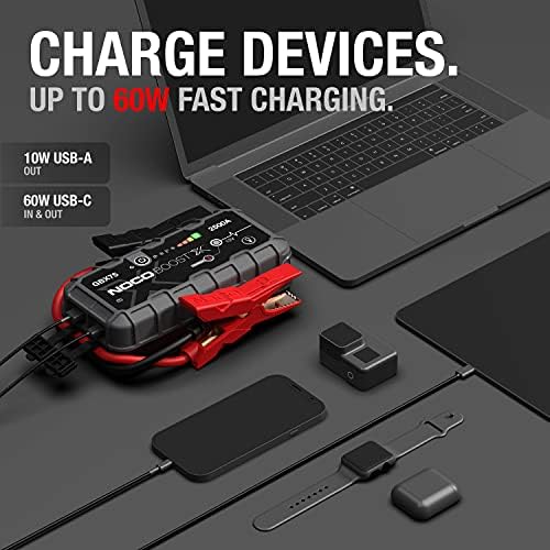 NOCO Boost X GBX75  2500A UltraSafe Jump Starter   12V Lithium Battery Booster Pack  Portable Jump Box  Power Bank & Jumper Cables   for 8 5L Gas and 6 5L Diesel Engines