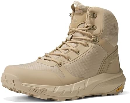 NORTIV 8 Mens Military Tactical Boot Lightweight Comfortable Boots for Work All Day Side Zipper Motorcycle Combat Hiking Boots Metrostrike 8 9 Inches 