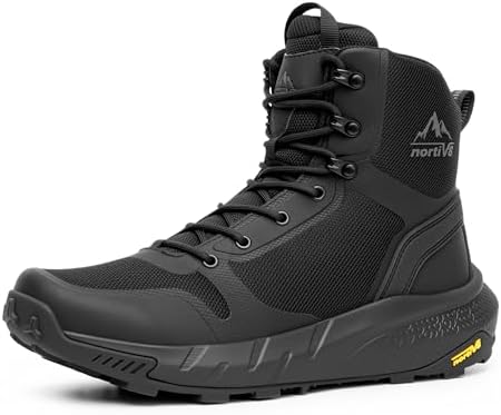 NORTIV 8 Mens Military Tactical Boot Lightweight Comfortable Boots for Work All Day Side Zipper Motorcycle Combat Hiking Boots Metrostrike 8 9 Inches 