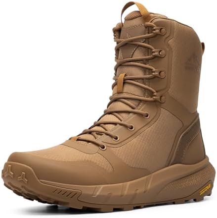 NORTIV 8 Mens Military Tactical Boot Lightweight Comfortable Boots for Work All Day Side Zipper Motorcycle Combat Hiking Boots Metrostrike 8 9 Inches 
