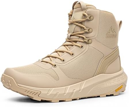 NORTIV 8 Mens Military Tactical Boot Lightweight Comfortable Boots for Work All Day Side Zipper Motorcycle Combat Hiking Boots Metrostrike 8 9 Inches 