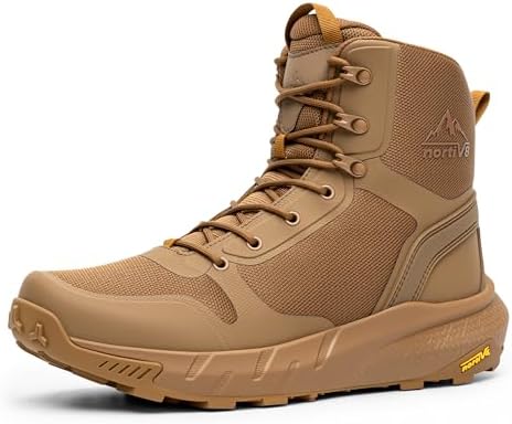 NORTIV 8 Mens Military Tactical Boot Lightweight Comfortable Boots for Work All Day Side Zipper Motorcycle Combat Hiking Boots Metrostrike 8 9 Inches 