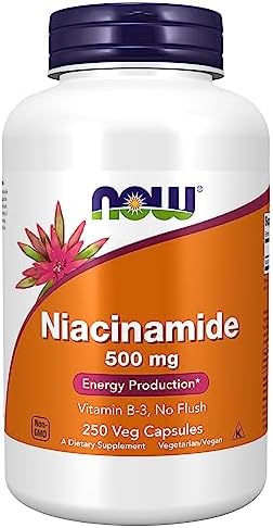 NOW Foods Niacinamide 500mg Vitamin B 3 Capsules  100 Count  3 Pack