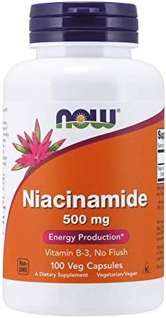 NOW Foods Niacinamide 500mg Vitamin B 3 Capsules  100 Count  3 Pack