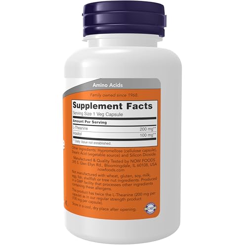 NOW Foods Supplements  L Theanine 200 mg with Inositol  Stress Management   120 Veg Capsules