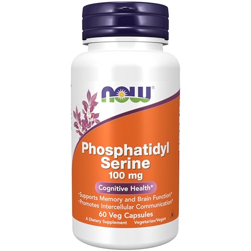 NOW Foods Supplements  Phosphatidyl Serine 100 mg with Phospholipid compound derived from Soy Lecithin  60 Veg Capsules