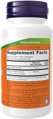 NOW Foods Supplements  Stinging Nettle Root Extract  Urtica dioica  250 mg  Supports Prostate Health   90 Veg Capsules