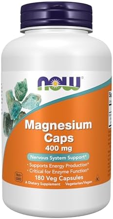 NOW Foods Supplements  Magnesium 400 mg  Enzyme Function   Nervous System Support   180 Veg Capsules
