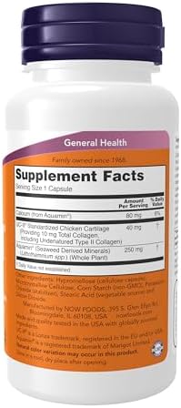 NOW Foods Supplements  UC II Type II Collagen with Undenatured Type II Collagen  120 Veg Capsules