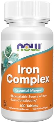 NOW Foods Supplements  Iron Complex  Non Constipating   Essential Mineral  100 Tablets
