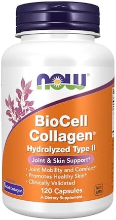NOW Foods Supplements  BioCell Collagen  Hydrolyzed Type II  Clinically Validated  120 Veg Capsules