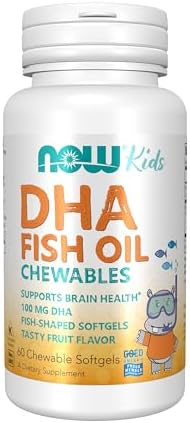 NOW Foods Supplements  DHA Kids 100 mg  Supports Brain Health   Fruit Flavor  60 Chewable Softgels  packaging may vary