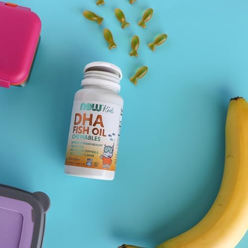 NOW Foods Supplements  DHA Kids 100 mg  Supports Brain Health   Fruit Flavor  60 Chewable Softgels  packaging may vary
