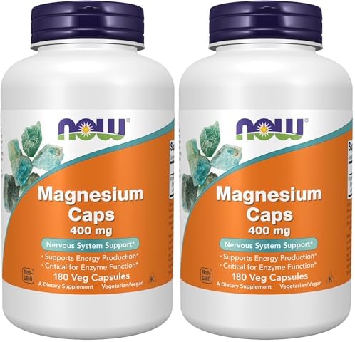 NOW Foods Supplements  Magnesium 400 mg  Enzyme Function   Nervous System Support   180 Veg Capsules