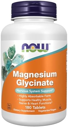 NOW Foods Supplements  Magnesium Glycinate 100 mg  Highly Absorbable Form  180 Tablets