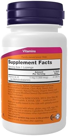 NOW Supplements  Methyl B 12  Methylcobalamin  1 000 mcg  Nervous System Health   100 Lozenges