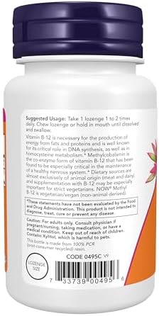 NOW Supplements  Methyl B 12  Methylcobalamin  1 000 mcg  Nervous System Health   100 Lozenges