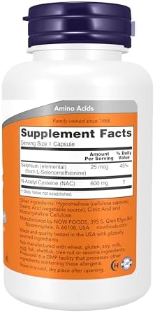 NOW Supplements  NAC  N Acetyl Cysteine  600 mg with Selenium  250 Veg Capsules
