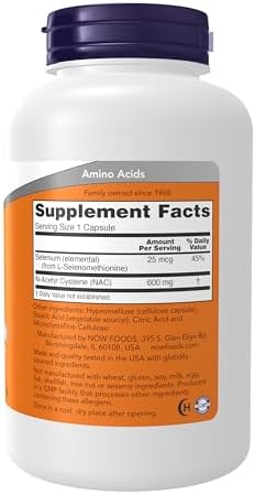 NOW Supplements  NAC  N Acetyl Cysteine  600 mg with Selenium  250 Veg Capsules