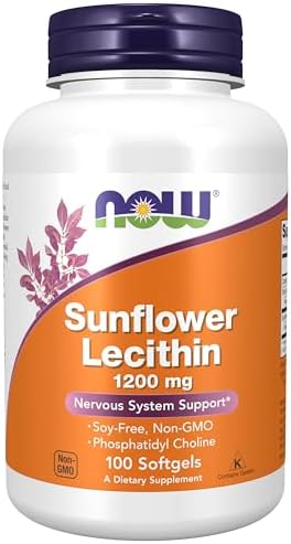 NOW Supplements  Sunflower Lecithin 1200 mg with Phosphatidyl Choline  200 Softgels