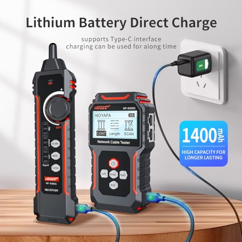 NOYAFA NF 8209S Network Cable Tester   Upgrade Ethernet Cable Tester with PoE Detection  NCV Voltage Test  Cable Length Measurement  Port Flashing & Anti Interference Scan Modes