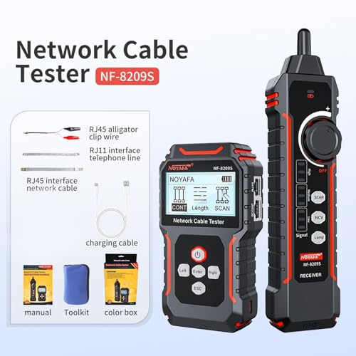 NOYAFA NF 8209S Network Cable Tester   Upgrade Ethernet Cable Tester with PoE Detection  NCV Voltage Test  Cable Length Measurement  Port Flashing & Anti Interference Scan Modes