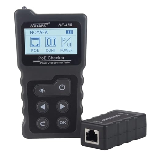 NOYAFA NF 8209S Network Cable Tester   Upgrade Ethernet Cable Tester with PoE Detection  NCV Voltage Test  Cable Length Measurement  Port Flashing & Anti Interference Scan Modes