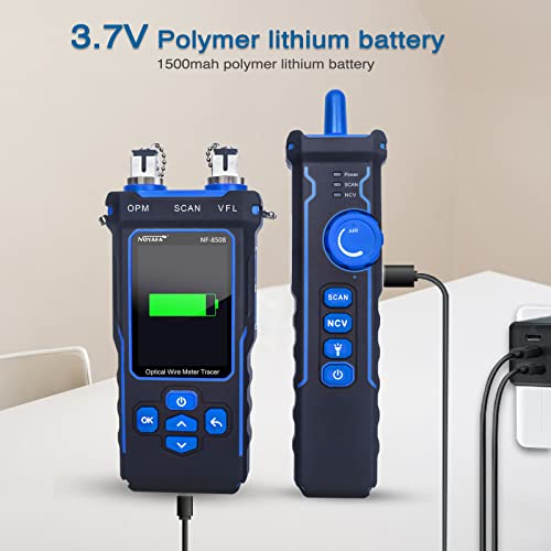NOYAFA NF 8508 Network Cable Tester with Optical Power Meter  CAT5 CAT6 Cable Toner Ethernet Cable Tester  RJ45 Network Tester  VFL PoE QC Test Wire Tracer Port Flashing 200M Length Test