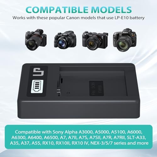 NP FW50 Battery Charger  LP Charger Compatible with Sony Alpha A6000  A6400  A6100  A6300  A6500  A5100  A7  A7 II  A7R  A7R II  A7R2  A7S  A7S II  A7S2  A5000  A3000  A55  RX10  NEX 3/5/7 Series