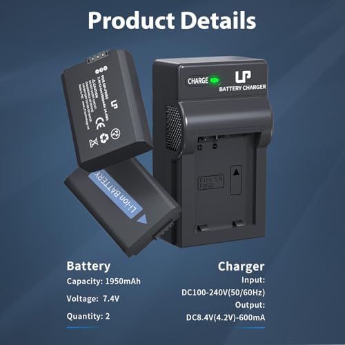 NP FW50 Battery Charger  LP Charger Compatible with Sony Alpha A6000  A6400  A6100  A6300  A6500  A5100  A7  A7 II  A7R  A7R II  A7R2  A7S  A7S II  A7S2  A5000  A3000  A55  RX10  NEX 3/5/7 Series