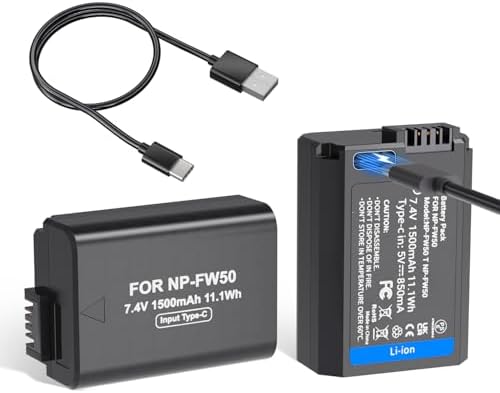 NP FW50 Battery Charger  LP Charger Compatible with Sony Alpha A6000  A6400  A6100  A6300  A6500  A5100  A7  A7 II  A7R  A7R II  A7R2  A7S  A7S II  A7S2  A5000  A3000  A55  RX10  NEX 3/5/7 Series
