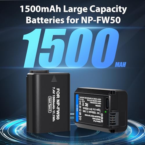 NP FW50 Battery Charger  LP Charger Compatible with Sony Alpha A6000  A6400  A6100  A6300  A6500  A5100  A7  A7 II  A7R  A7R II  A7R2  A7S  A7S II  A7S2  A5000  A3000  A55  RX10  NEX 3/5/7 Series