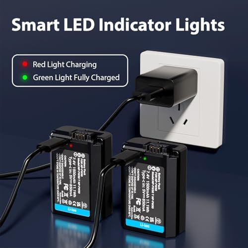 NP FW50 Battery Charger  LP Charger Compatible with Sony Alpha A6000  A6400  A6100  A6300  A6500  A5100  A7  A7 II  A7R  A7R II  A7R2  A7S  A7S II  A7S2  A5000  A3000  A55  RX10  NEX 3/5/7 Series