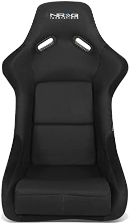 NRG Innovations NRG FRP 300BK Fiber Glass Fixed Back Bucket Racing Seat  Large   4/5 pt Harness Compatibility  Black Seat Cover  23W X 18 D X 35 H