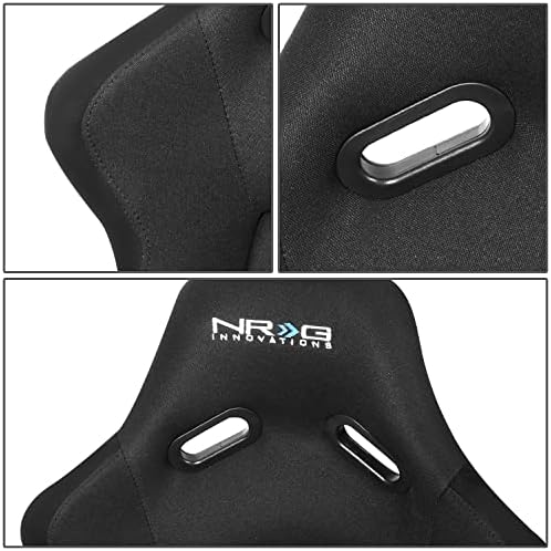 NRG Innovations NRG FRP 300BK Fiber Glass Fixed Back Bucket Racing Seat  Large   4/5 pt Harness Compatibility  Black Seat Cover  23W X 18 D X 35 H